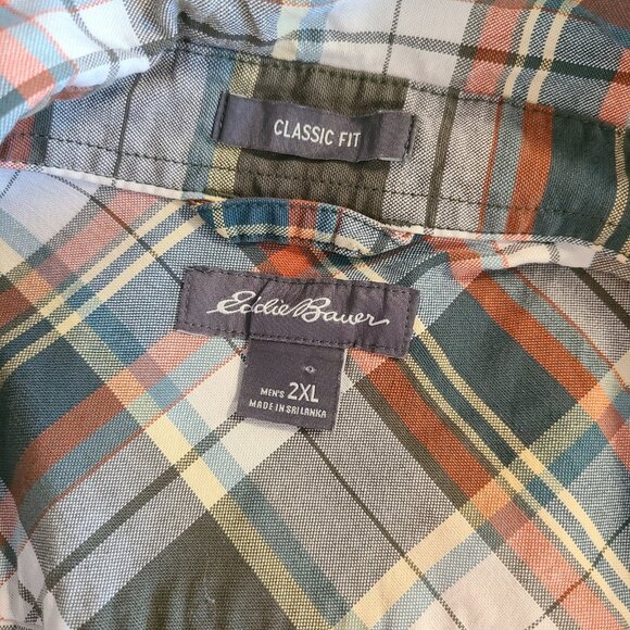 Eddie Bauer Classic Fit Plaid Button Up Shirt Long Sleeve 2XL - Picture 4 of 8